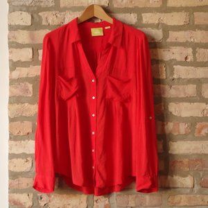 Maeve Anthropologie Bright Button-Up